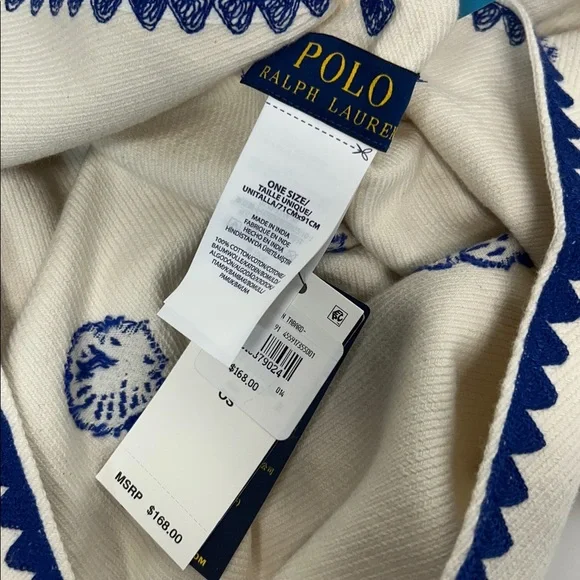 Ralph Lauren Polo Ivory and Navy Poncho 100% organic cotton NWT - Picture 5 of 7